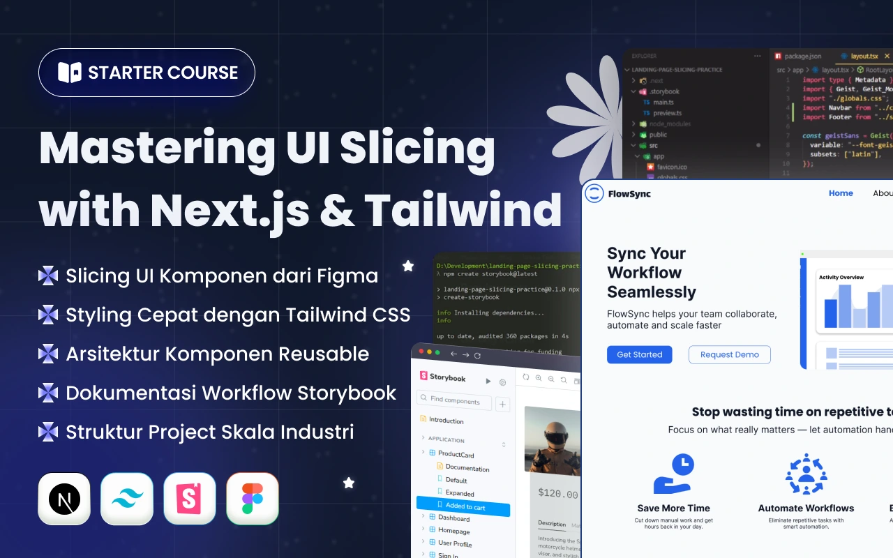 Kelas Next.js UI Slicing & Component Workflow di BuildWithAngga